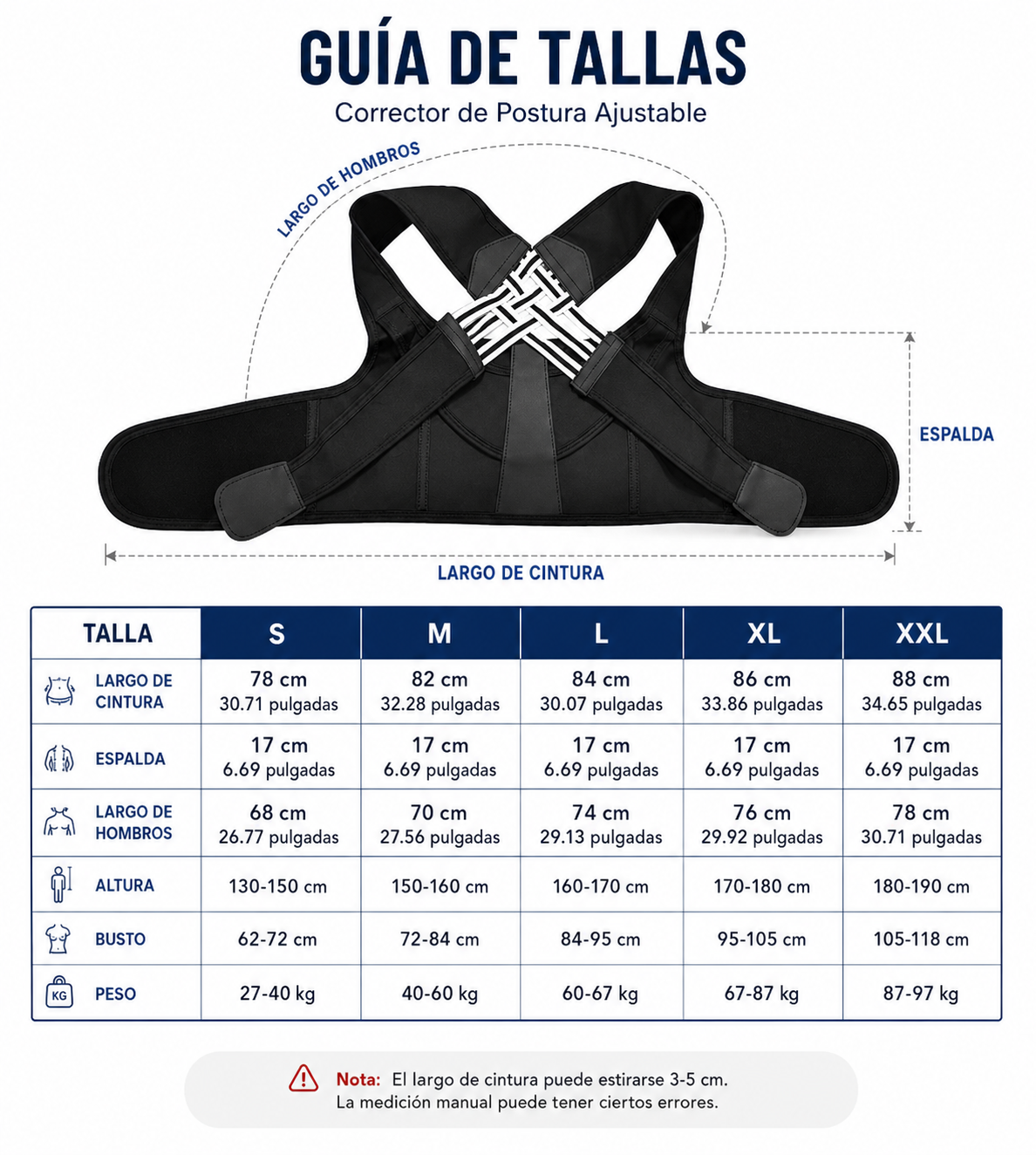 Corrector de postura con tirantes para espalda para mujeres y hombres, alisador de hombros
