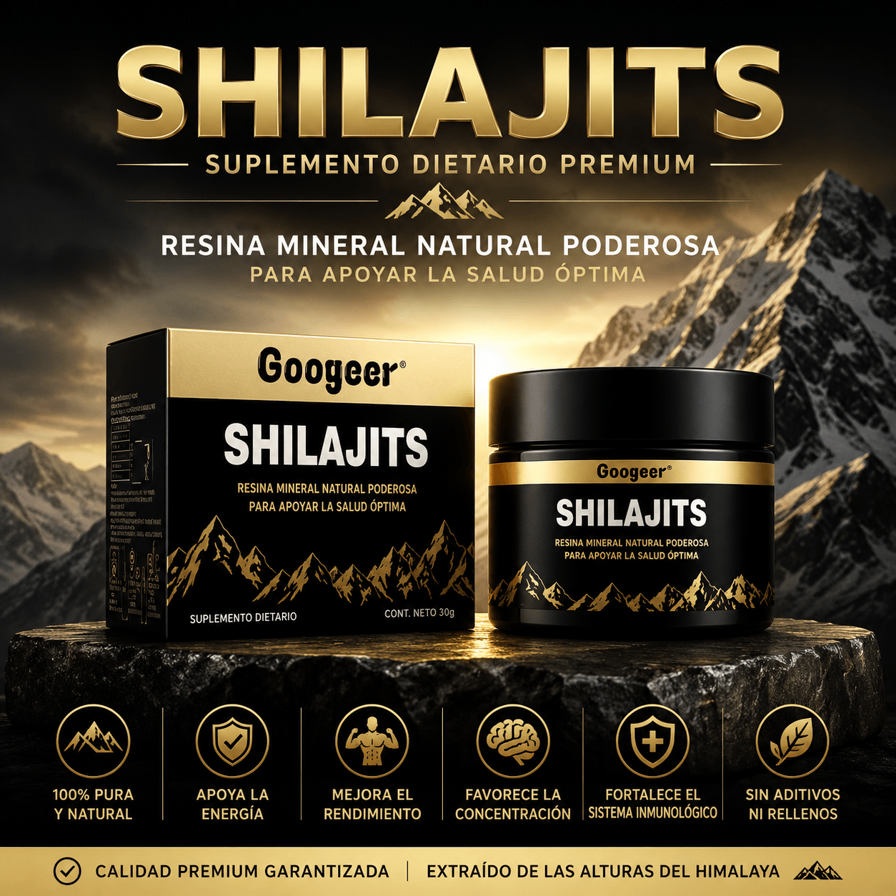 Googeer Shilajits – La Resina Mineral del Himalaya para Energía, Foco y Vitalidad Natural