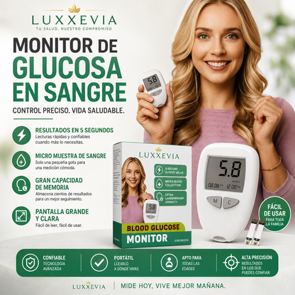 Medidor de Glucosa en Sangre Digital con 50 Tiras y Lancetas Estériles – Kit Completo para Monitoreo en Casa