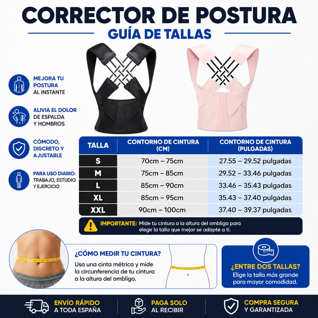 Corrector de postura con tirantes para espalda para mujeres y hombres, alisador de hombros
