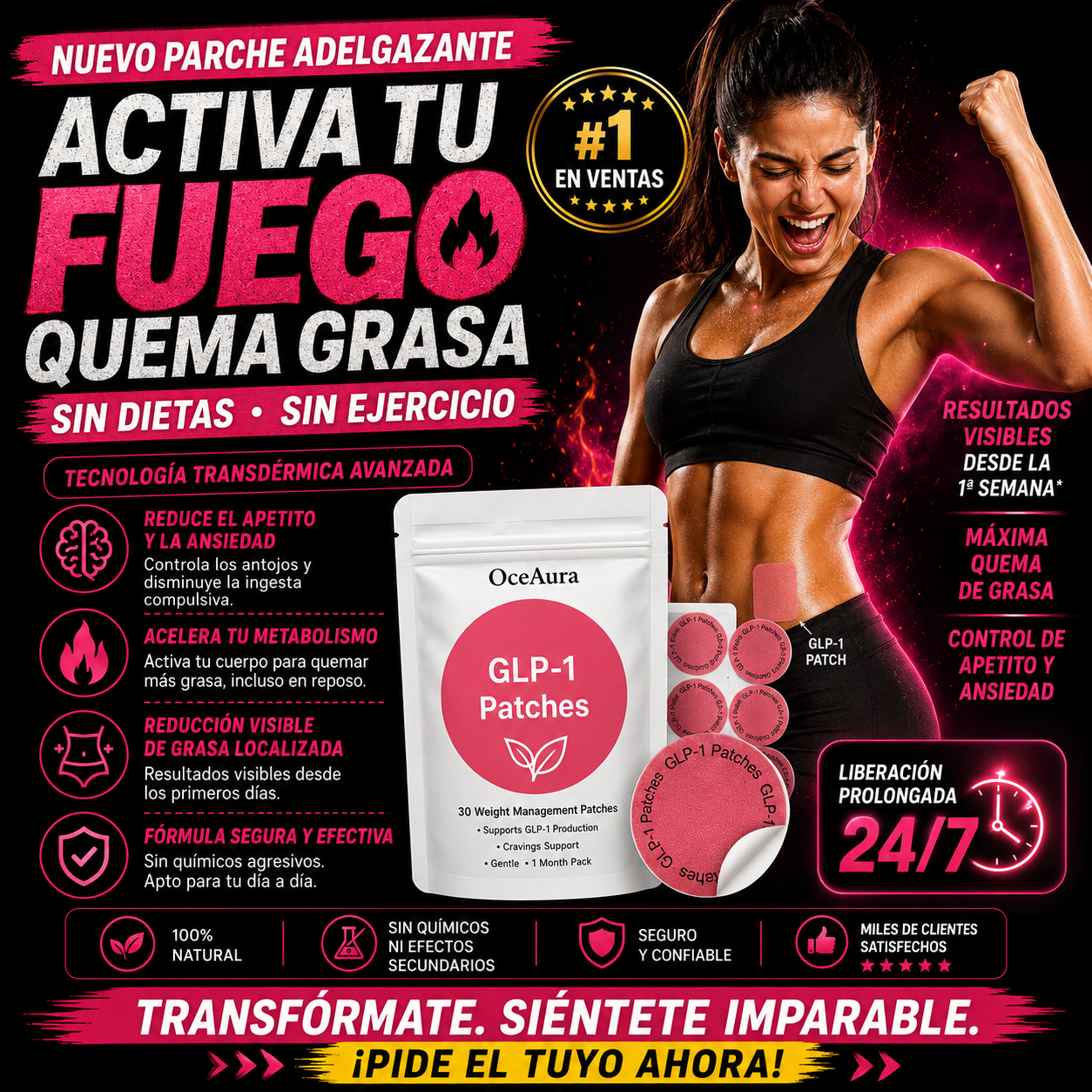 Parches Adelgazantes OceAura – Controla el Apetito y Apoya tu Pérdida de Peso de Forma Natural