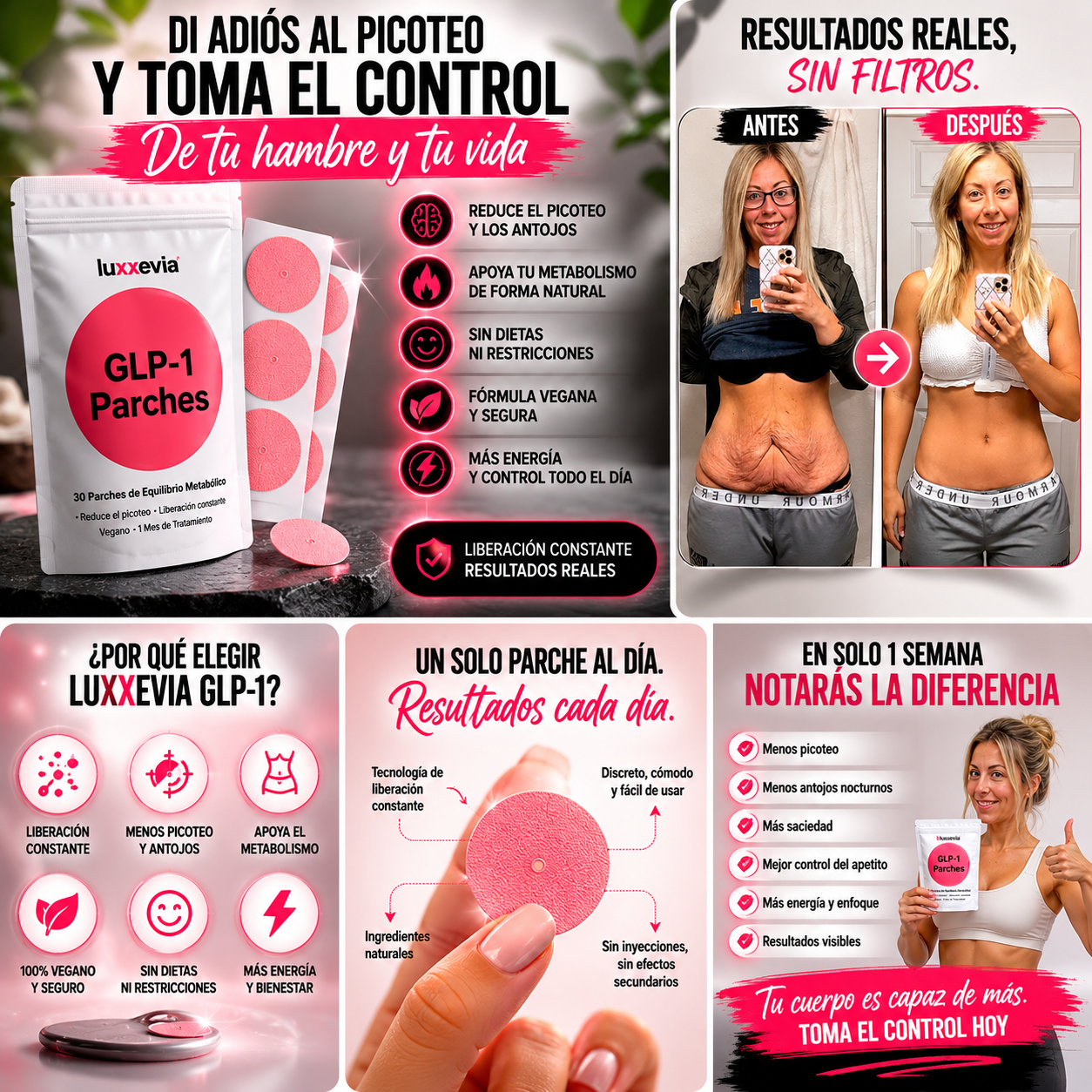 Luxxevia GLP-1 Parches – Controla el Apetito y Adelgaza Sin Inyecciones