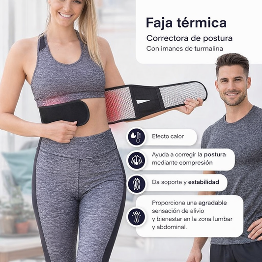 Cinturón Lumbar Térmico con Almohadilla Autorregulable – Alivio del Dolor de Espalda, Ciática y Tensión Muscular  Ajustable y Transpirable
