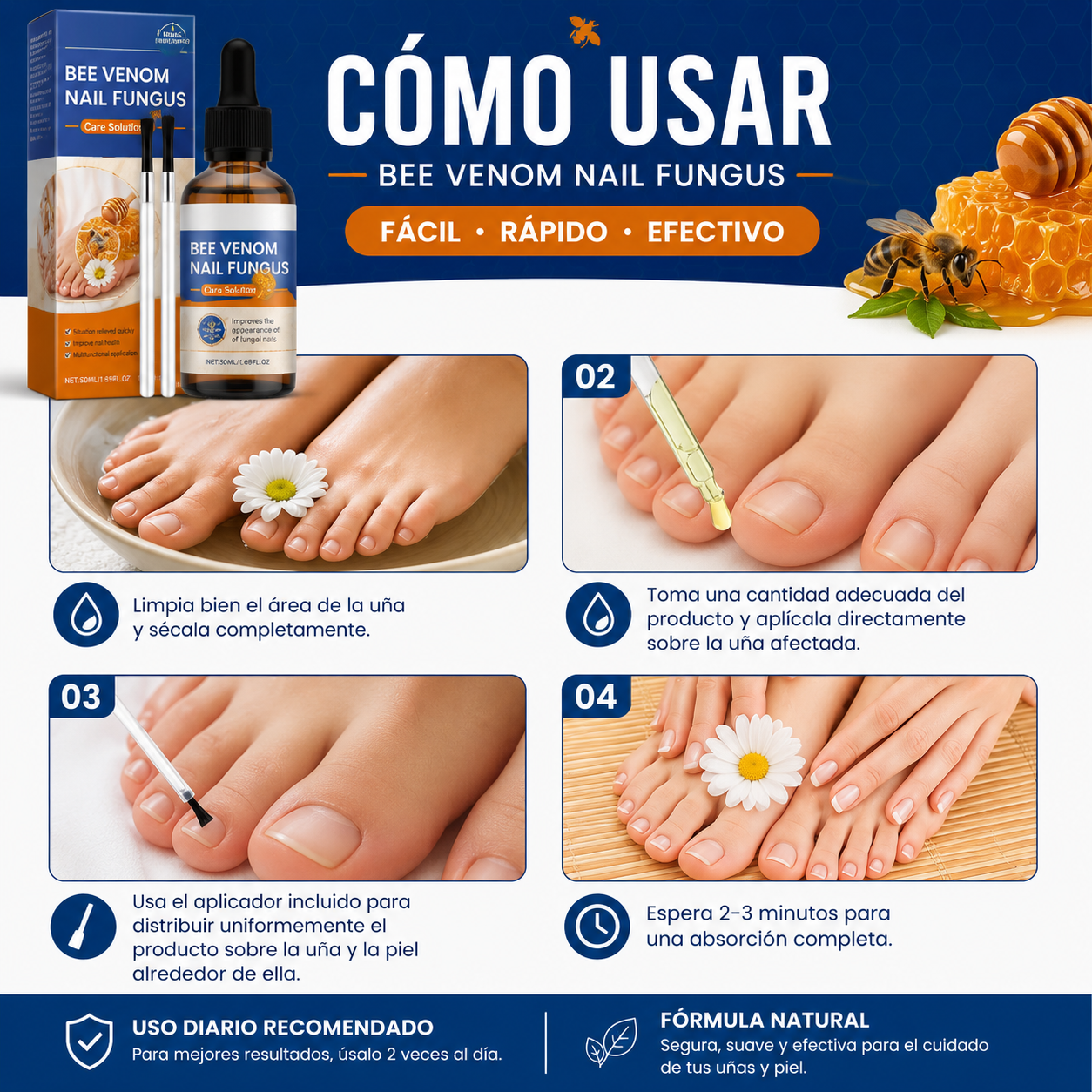 Sérum para Uñas con Veneno de Abeja 50ml – Tratamiento Antihongos y Cuidado Intensivo