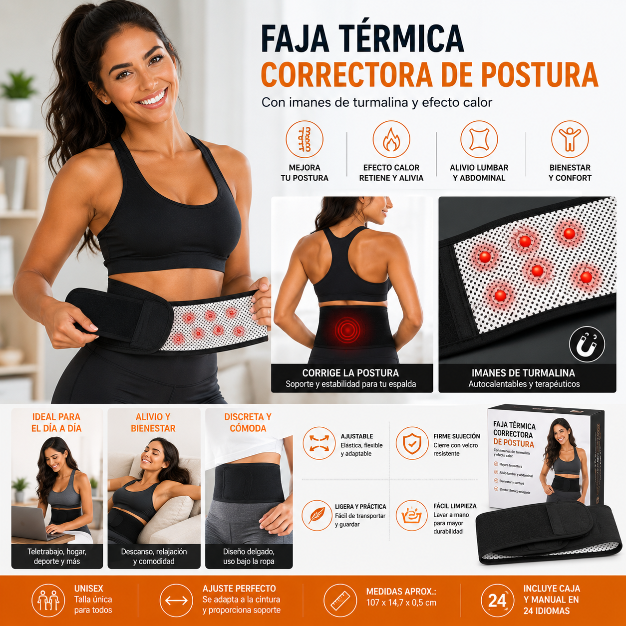 Faja Térmica Correctora con Imanes de Turmalina