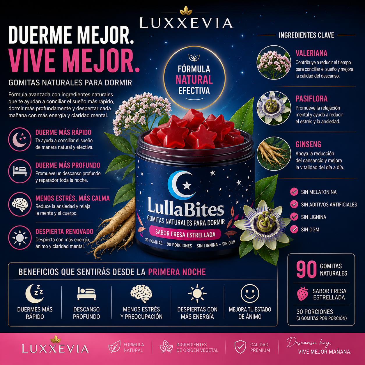 Gummies Naturales para tu Rutina Nocturna LullaBites (60 unidades)