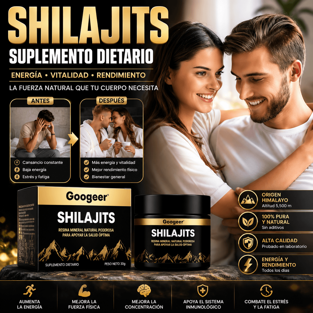 Googeer Shilajits – La Resina Mineral del Himalaya para Energía, Foco y Vitalidad Natural