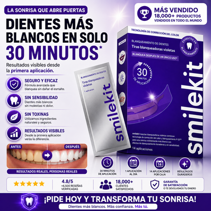 Tiras Blanqueadoras Moradas Smilekit