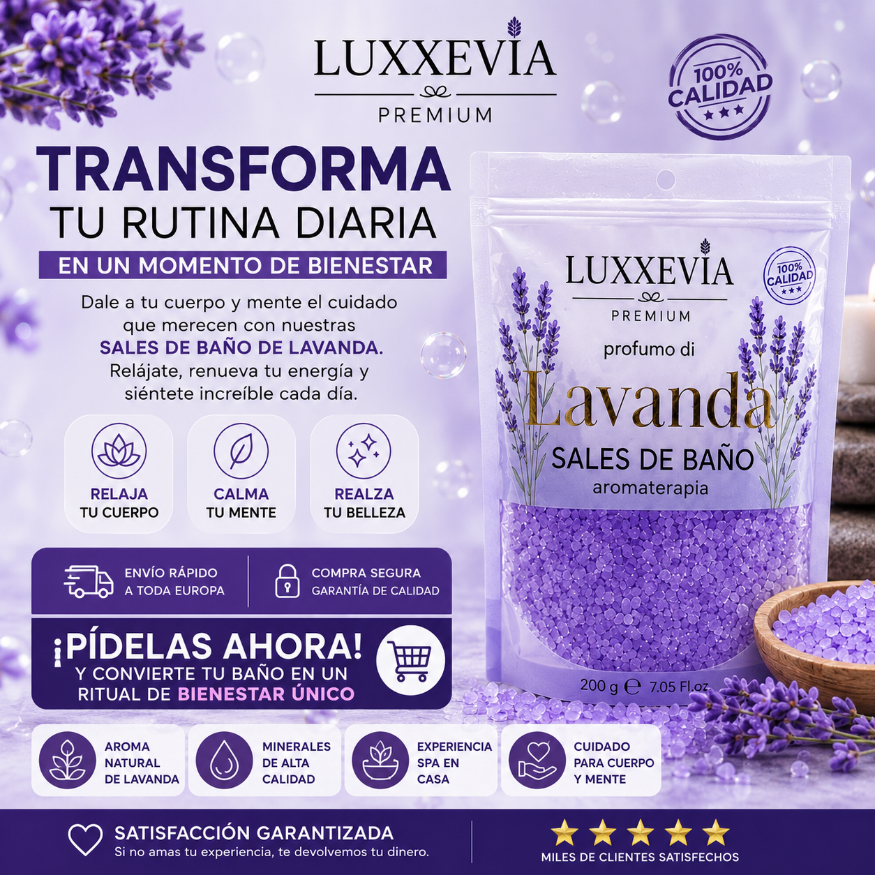 Sal de Baño Aromatherapy Lavanda 200g – Relajación Profunda y Cuidado Natural en Cada Baño