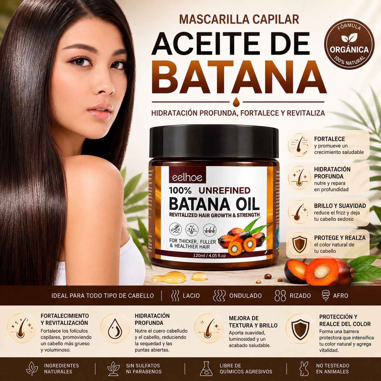 Mascarilla Capilar con Aceite de Batana, Hidratación Profunda
