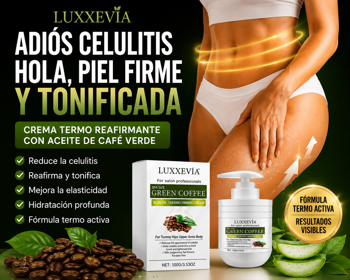 Crema Termo Reafirmante Con Aceite De Grano De Café Verde 100Ml.