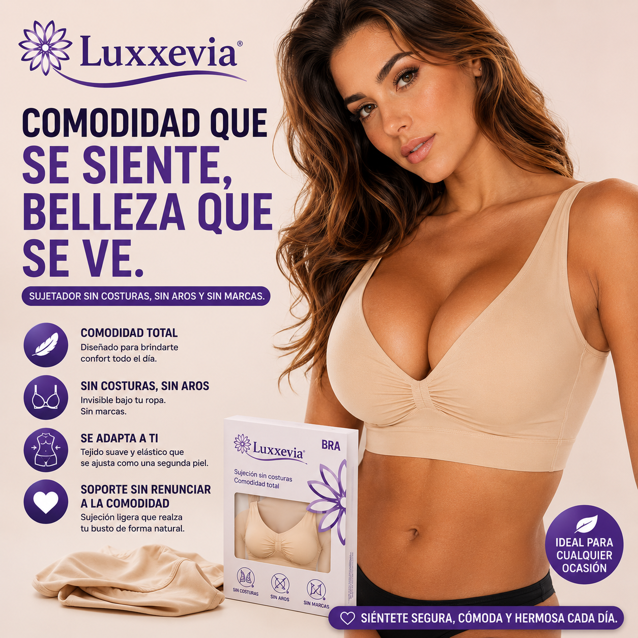 Luxxevia Comfort Bra Sujetador Reforzado Sin Aros (Pack 3)