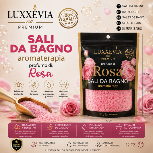 Sal de Baño Aromatherapy Rosa 200g – Belleza, Relajación y Aroma Floral para el Alma