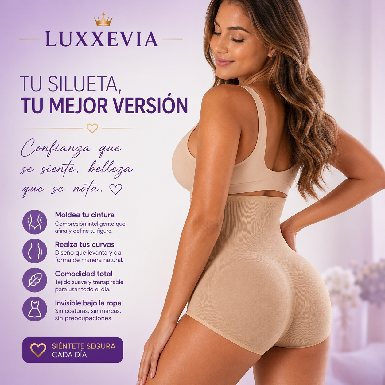 Luxxevia Slim Control — Faja Moldeadora de Control Firme, Invisible Bajo la Ropa