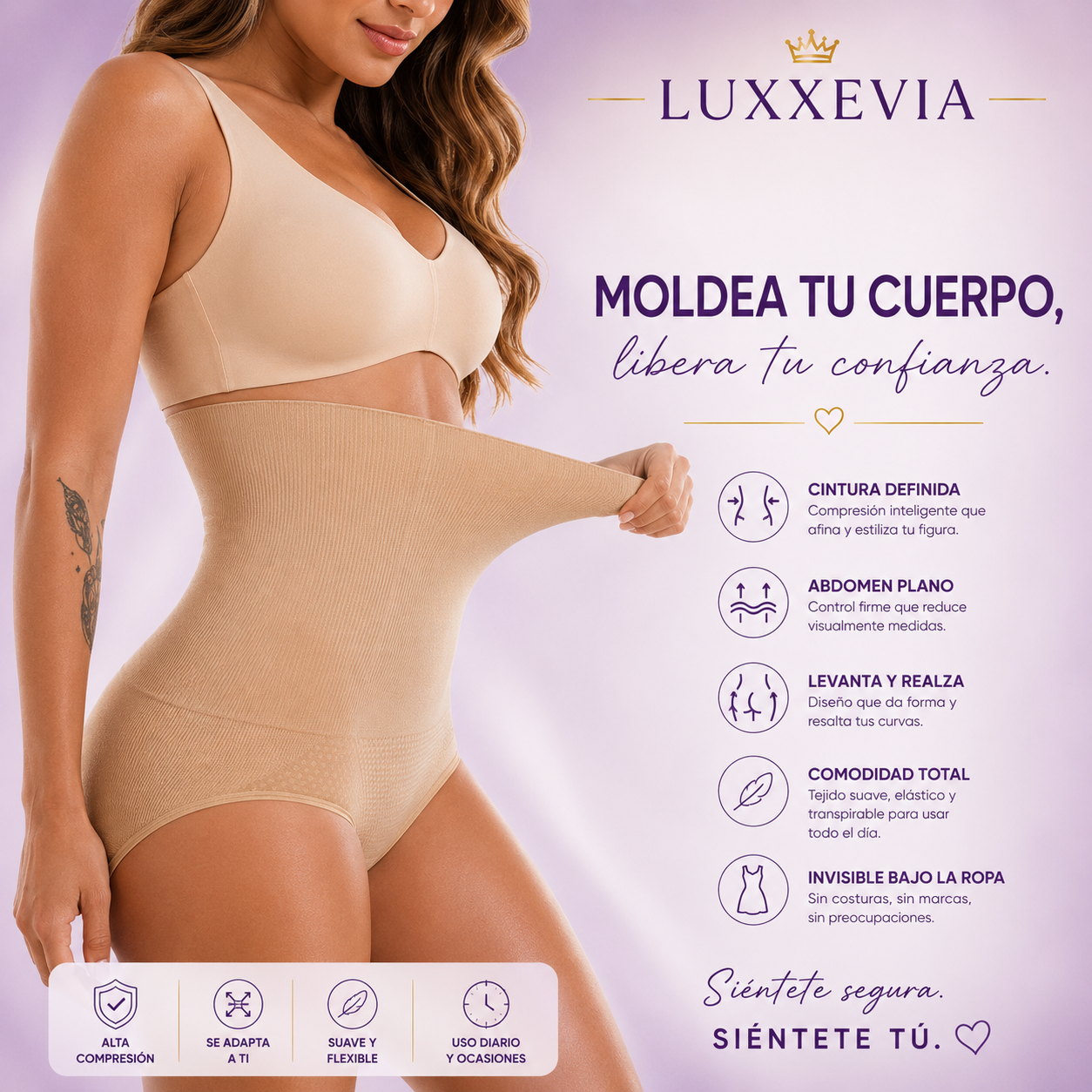 Luxxevia Slim Control — Faja Moldeadora de Control Firme, Invisible Bajo la Ropa