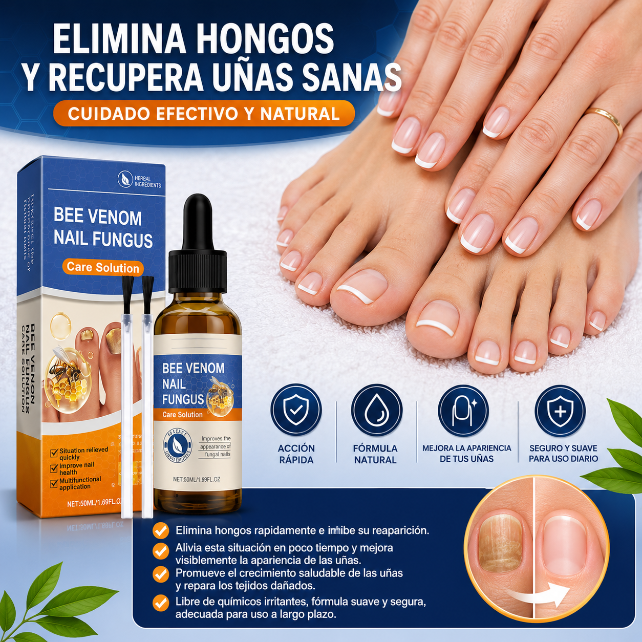 Sérum para Uñas con Veneno de Abeja 50ml – Tratamiento Antihongos y Cuidado Intensivo