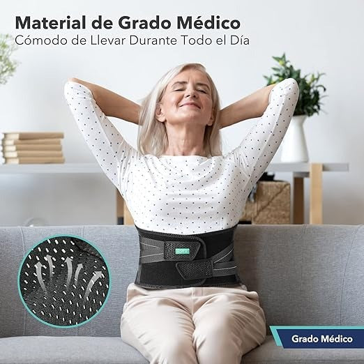 Cinturón Lumbar Térmico con Almohadilla Autorregulable – Alivio del Dolor de Espalda, Ciática y Tensión Muscular  Ajustable y Transpirable