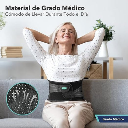 Cinturón Lumbar Térmico con Almohadilla Autorregulable – Alivio del Dolor de Espalda, Ciática y Tensión Muscular  Ajustable y Transpirable
