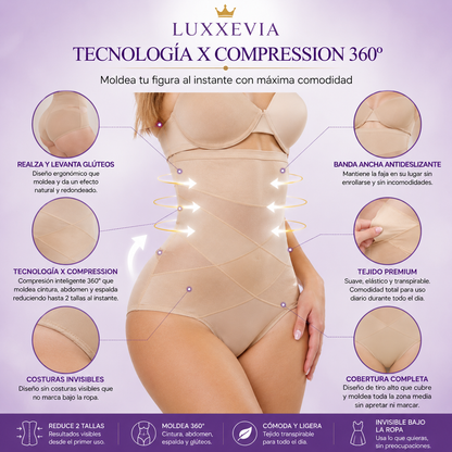 Luxxevia X Compression — Faja Moldeadora 360°, Cintura Definida al Instante