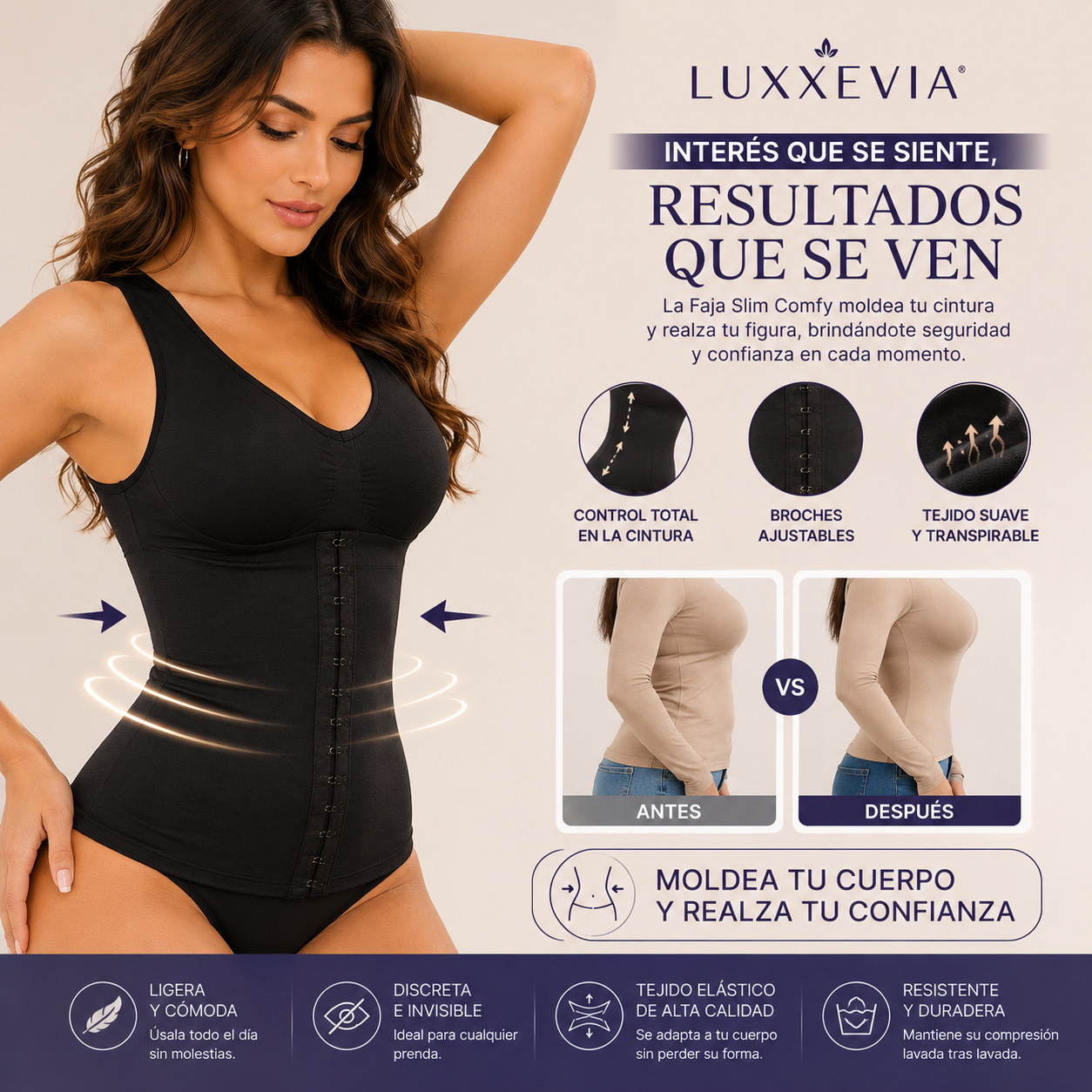 Luxxevia Slim Comfy — Faja Moldeadora con Broches Ajustables