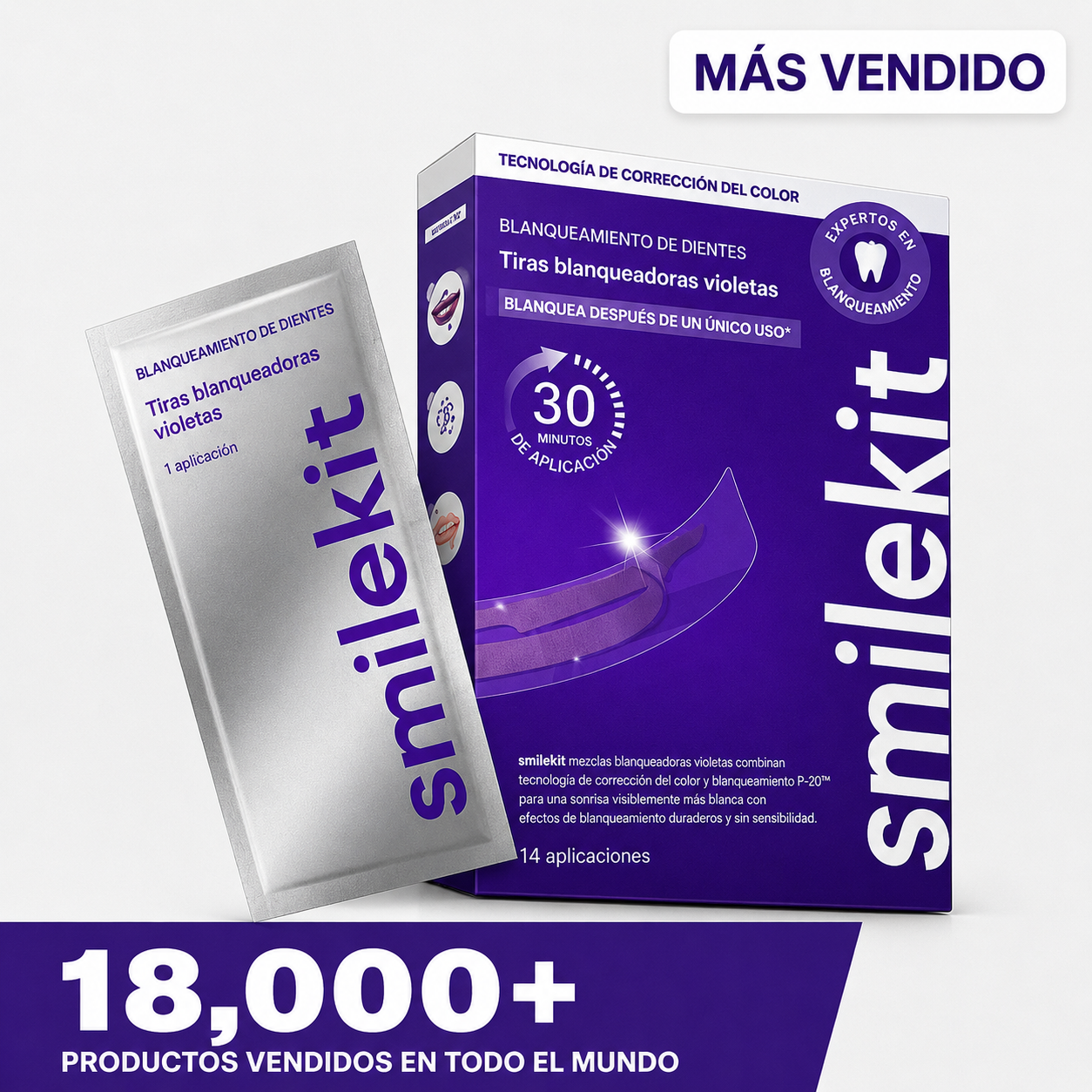Tiras Blanqueadoras Moradas Smilekit