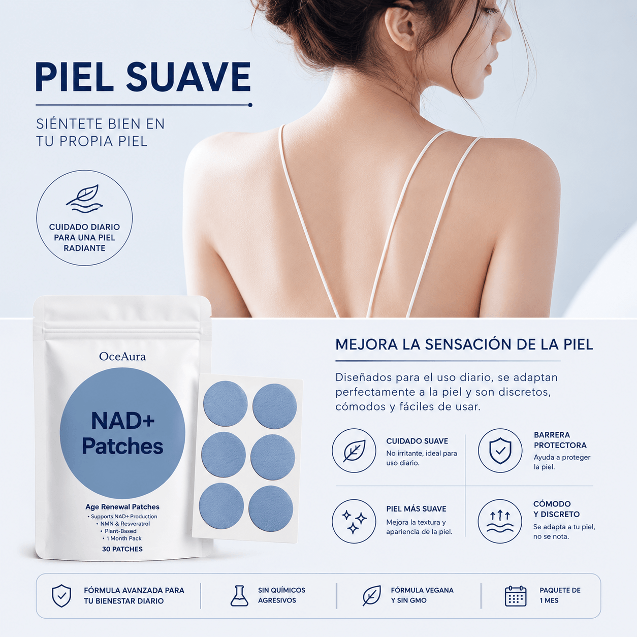 Kind Patches™ NAD+ – Parches de Energía Celular y Bienestar con NMN y Resveratrol