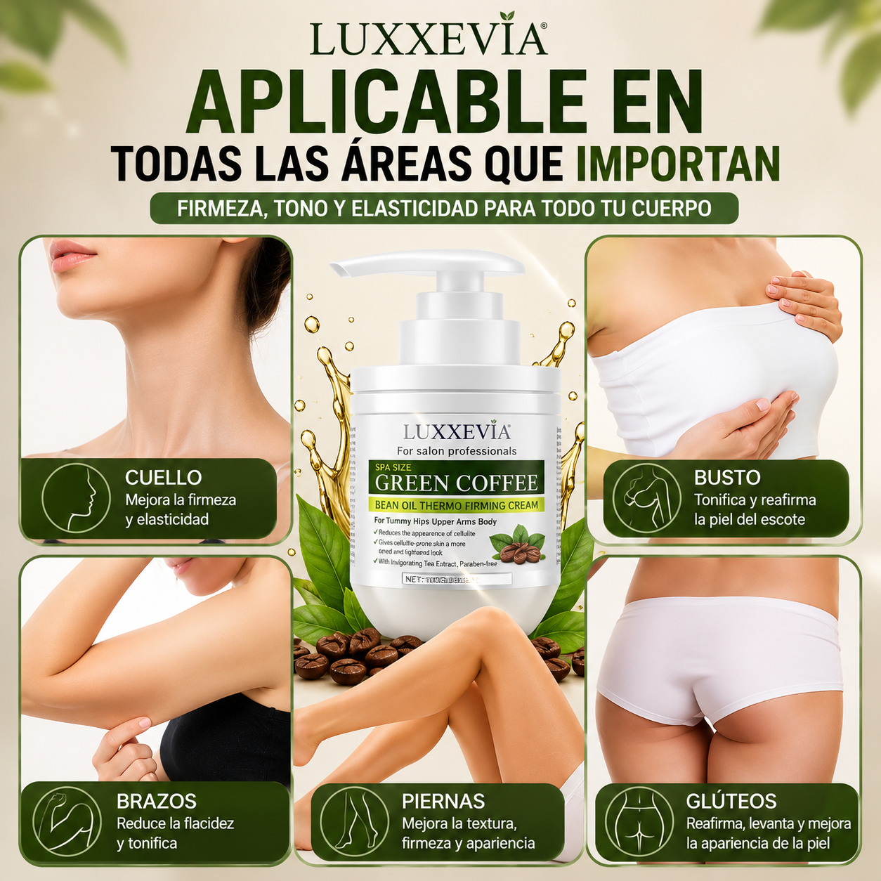 Crema Termo Reafirmante Con Aceite De Grano De Café Verde 100Ml.